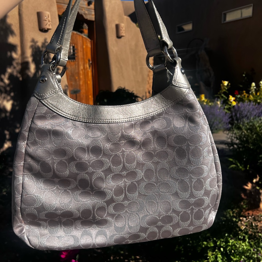 Coach Gray Jacquard Shoulder Bag